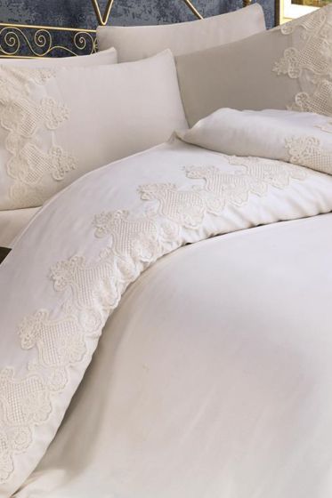 Çeyizdiyarı Dubai Çift Kişilik Nevresim Takımı Krem - Çeyiz Diyarı