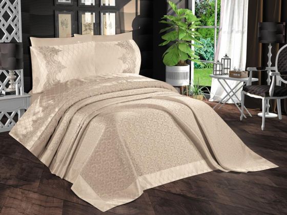 Çeyizdiyarı Kristal 6 Parça Şönil Pike Takımı Cappucino - Çeyiz Diyarı