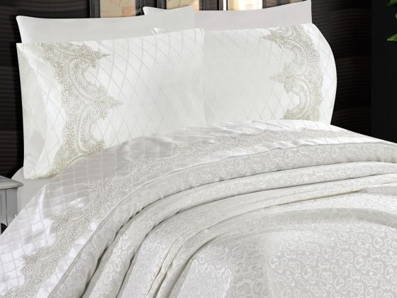 Çeyizdiyarı Kristal 6 Parça Şönil Pike Takımı Krem - Çeyiz Diyarı (1)