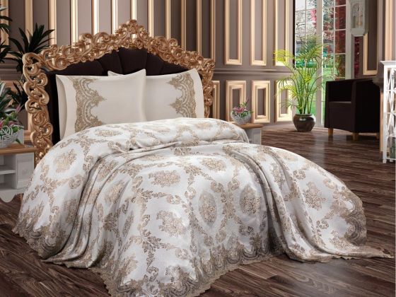 Çeyizdiyarı Miray 6 Parça Pike Takımı Bej - Çeyiz Diyarı