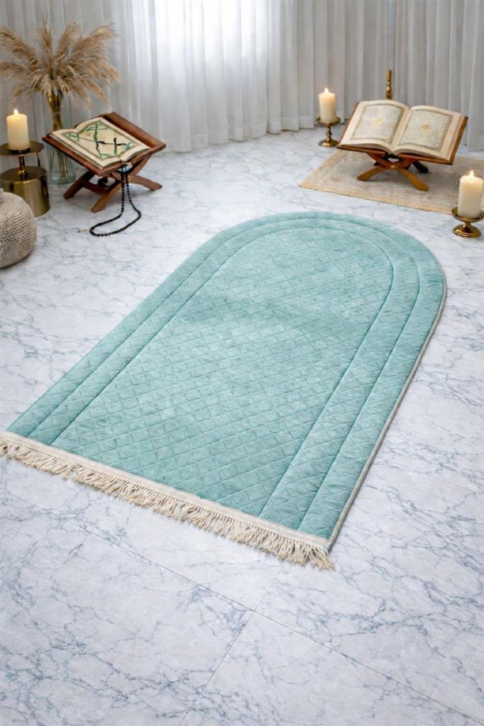 Çeyizdiyarı Nesibe Kadife Dolgulu Seccade Mint - 1