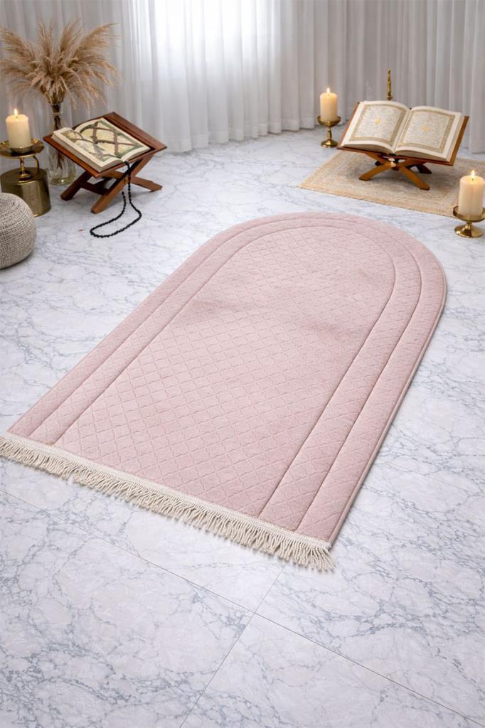 Çeyizdiyarı Nesibe Kadife Dolgulu Seccade Pudra - 1