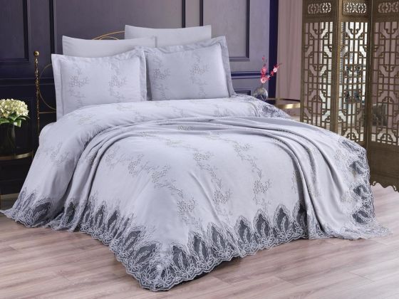 Çeyizdiyarı Palermo 6 Parça Şönil Pike Takımı Gri - Çeyiz Diyarı