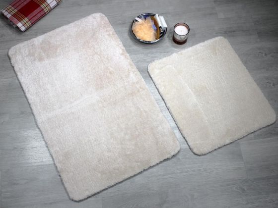 Çeyizdiyarı Puffy 2 Li Pelüş Paspas Takımı Bej - Çeyiz Diyarı