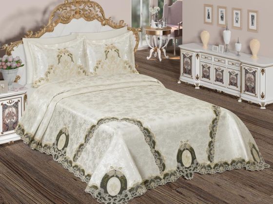 Çeyizdiyarı Raşha 6 Parça Şönil Pike Takımı Krem - Çeyiz Diyarı