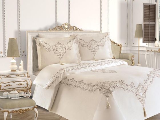 Çeyizdiyarı Romeo Nevresimli Pike Takımı Krem - Çeyiz Diyarı