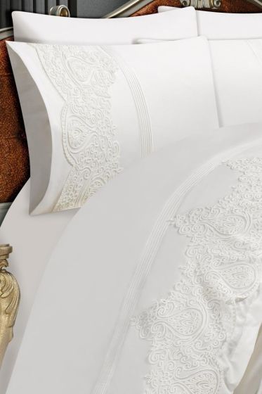 Çeyizdiyarı Sahra Çift Kişilik Nevresim Takımı Krem - Çeyiz Diyarı (1)