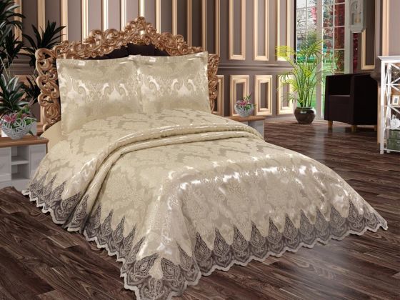 Çeyizdiyarı Selvi 6 Parça Şönil Pike Takımı Bej - Çeyiz Diyarı