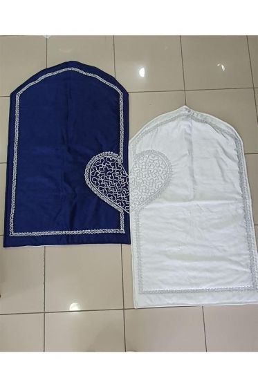 Çeyizdiyarı Sevda Kadife 2'li Seccade Takımı Lacivert Gümüş - Çeyiz Diyarı (1)
