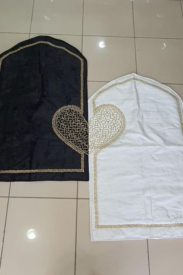 Çeyizdiyarı Sevda Kadife 2'li Seccade Takımı Siyah Altın - Çeyiz Diyarı
