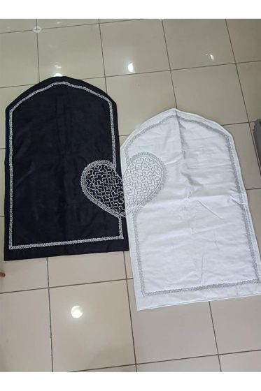 Çeyizdiyarı Sevda Kadife 2'li Seccade Takımı Siyah Gümüş - Çeyiz Diyarı