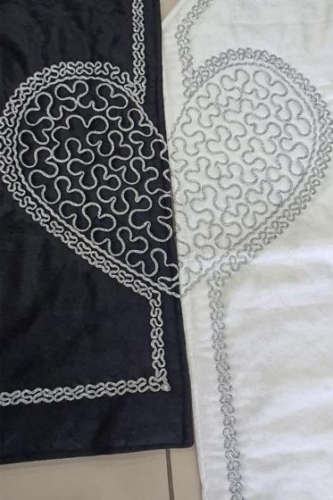 Çeyizdiyarı Sevda Kadife 2'li Seccade Takımı Siyah Gümüş - Çeyiz Diyarı (1)