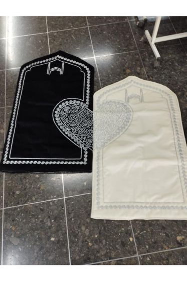 Çeyizdiyarı Sevgi Kadife 2'li Seccade Takımı Gümüş - Çeyiz Diyarı