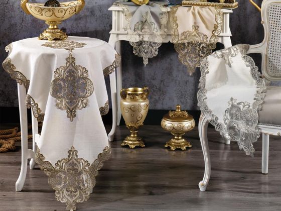 Çeyizdiyarı Tual Keten 5 Parça Salon Takımı Cappucino - Çeyiz Diyarı