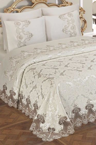 Çeyizlik Pike Takımı Dubai Krem - Çeyiz Diyarı