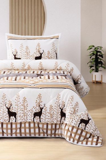 Ceylan Tek Kişilik Yorgan Takımı 160x240 Cm Bej - Çeyiz Diyarı