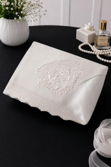 Ceyna Saten Lüks Nişan Bohçası 90x90 cm Krem - Çeyiz Diyarı