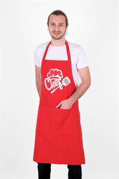 Chef Lüks Mutfak Önlüğü Kırmızı - 1