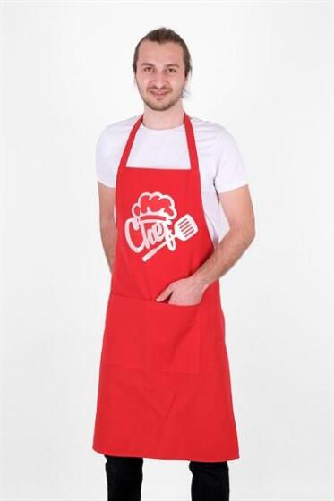 Chef Lüks Mutfak Önlüğü Kırmızı - Çeyiz Diyarı