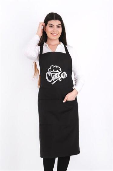 Chef Lüks Mutfak Önlüğü Siyah - Çeyiz Diyarı