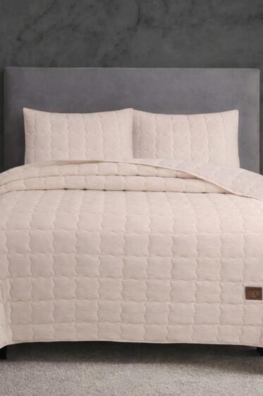 Cher Kapitoneli 240x260cm Çift Kişilik Yatak Örtüsü Bej - Çeyiz Diyarı