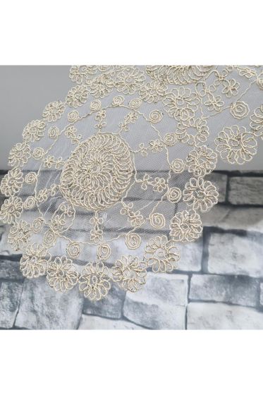 Çiçek Kordonlu 5 Parça Salon Takımı Cappucino - Gold - Çeyiz Diyarı (1)