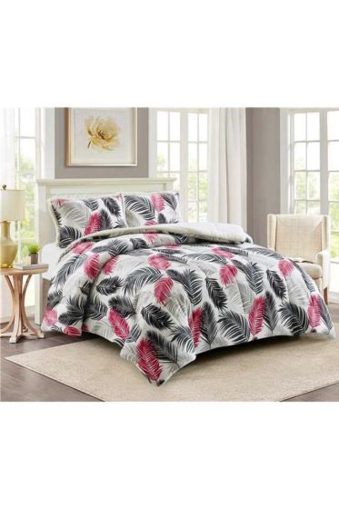 Çınar Desenli Çift Kişilik Yorgan Takımı 220x240 Cm Fuşya - Çeyiz Diyarı (1)