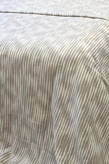 Çizgi Müslin Çift Kişilik Saçaklı Pike Takımı 230x250 Krem - Çeyiz Diyarı (1)