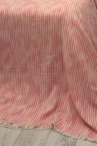 Çizgi Müslin Çift Kişilik Saçaklı Pike Takımı 230x250 Pudra - Çeyiz Diyarı (1)