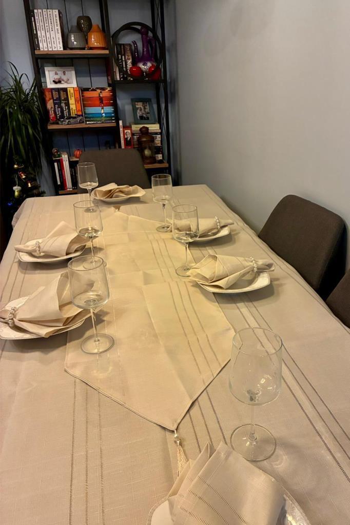 Colber 26 Parça Masa Örtüsü Takımı Bej - 2