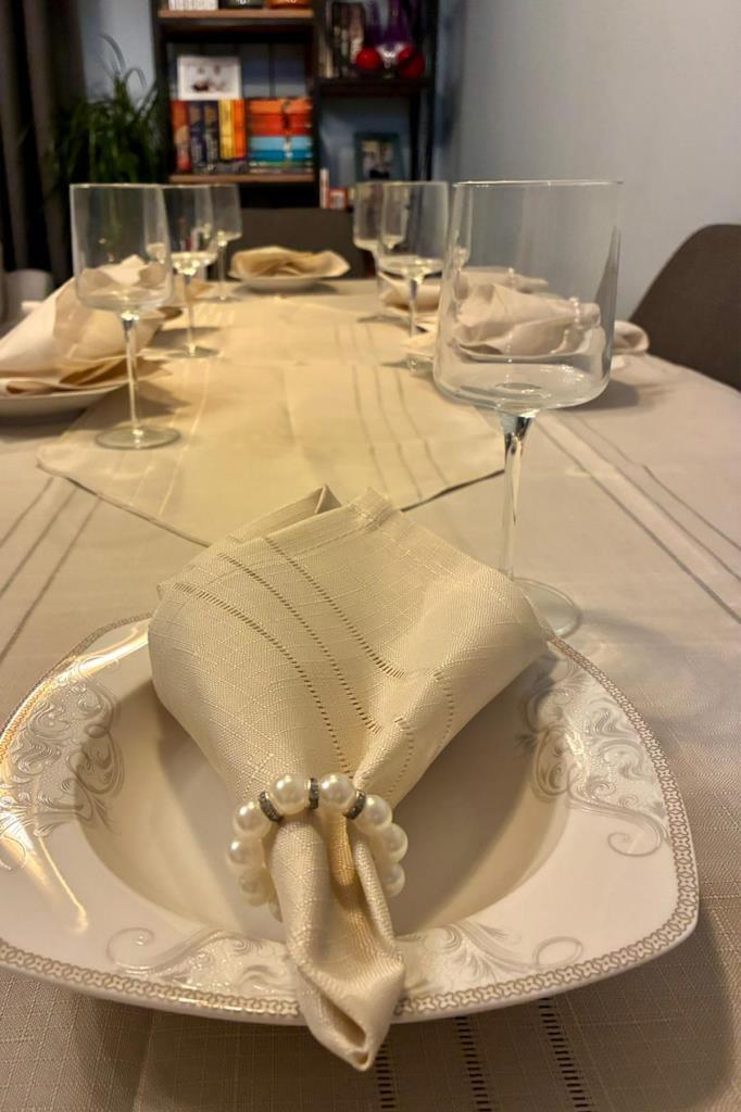 Colber 26 Parça Masa Örtüsü Takımı Bej - 5