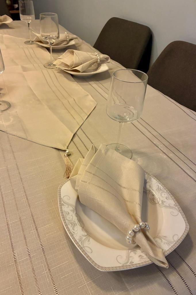 Colber 26 Parça Masa Örtüsü Takımı Bej - 6