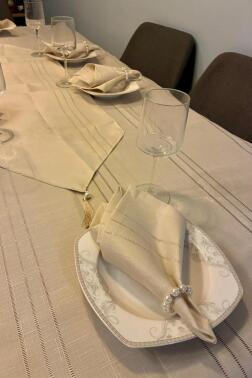 Colber 26 Parça Masa Örtüsü Takımı Bej - 6