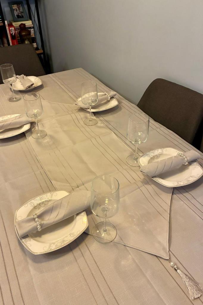 Colber 26 Parça Masa Örtüsü Takımı Gri - 4