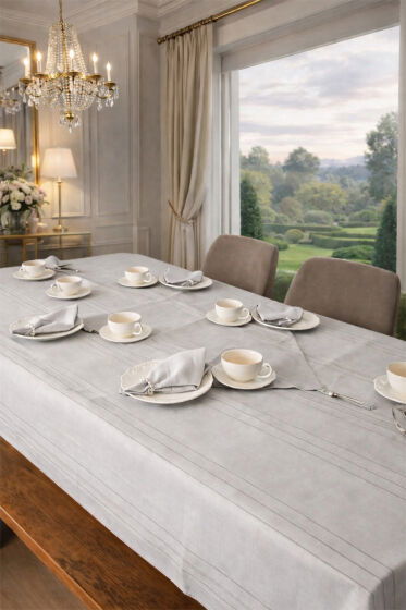 Colber 26 Parça Masa Örtüsü Takımı Gri - Çeyiz Diyarı