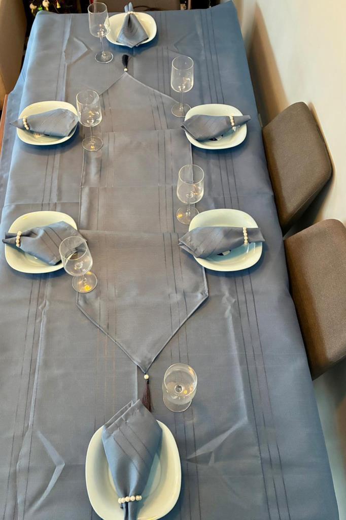 Colber 26 Parça Masa Örtüsü Takımı İndigo - 5