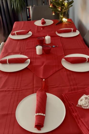 Colber 26 Parça Masa Örtüsü Takımı Kırmızı - Çeyiz Diyarı (1)