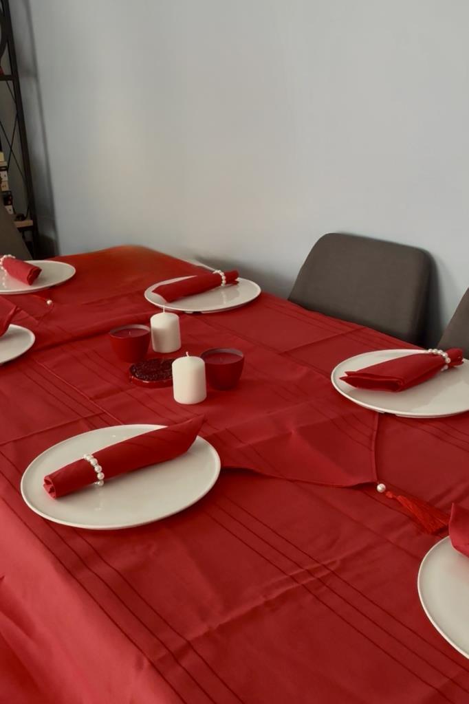 Colber 26 Parça Masa Örtüsü Takımı Kırmızı - 3