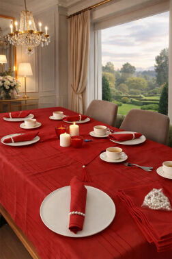 Colber 26 Parça Masa Örtüsü Takımı Kırmızı - 1