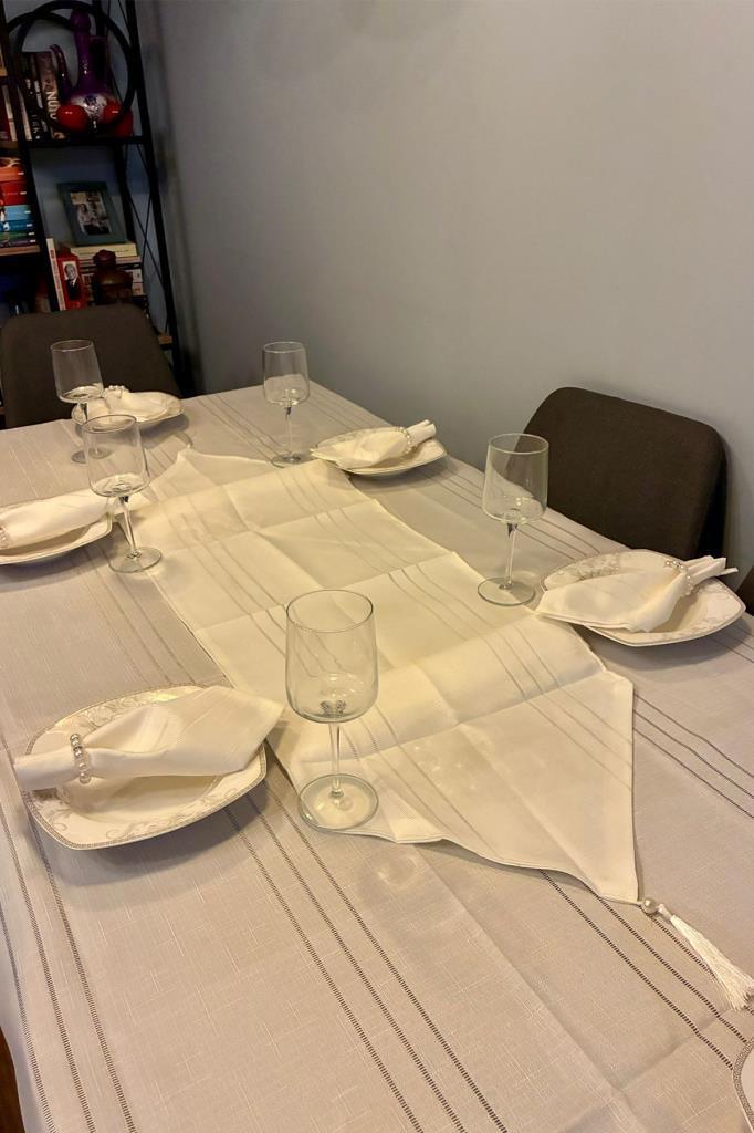 Colber 26 Parça Masa Örtüsü Takımı Krem - 1