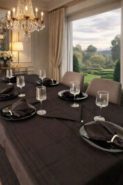 Colber 26 Parça Masa Örtüsü Takımı Siyah - 1