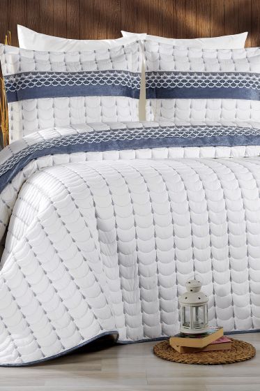 Colors Micro Çift Kişilik Yatak Örtüsü Krem Gri - Çeyiz Diyarı