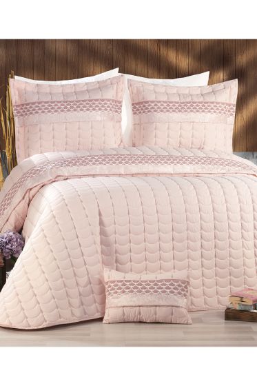 Colors Micro Çift Kişilik Yatak Örtüsü Pudra - Çeyiz Diyarı (1)