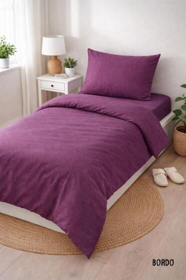 Colours Soft Tek Kişilik Nevresim Takımı Bordo - Çeyiz Diyarı