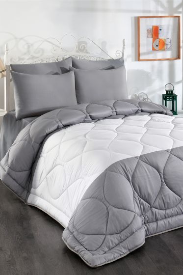 Comfort Uyku Seti Ve Yatak Örtüsü Çift Kişilik Gri - Çeyiz Diyarı