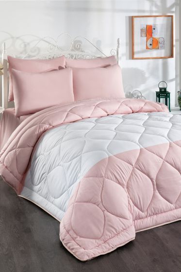 Comfort Uyku Seti Ve Yatak Örtüsü Çift Kişilik Pudra - Çeyiz Diyarı