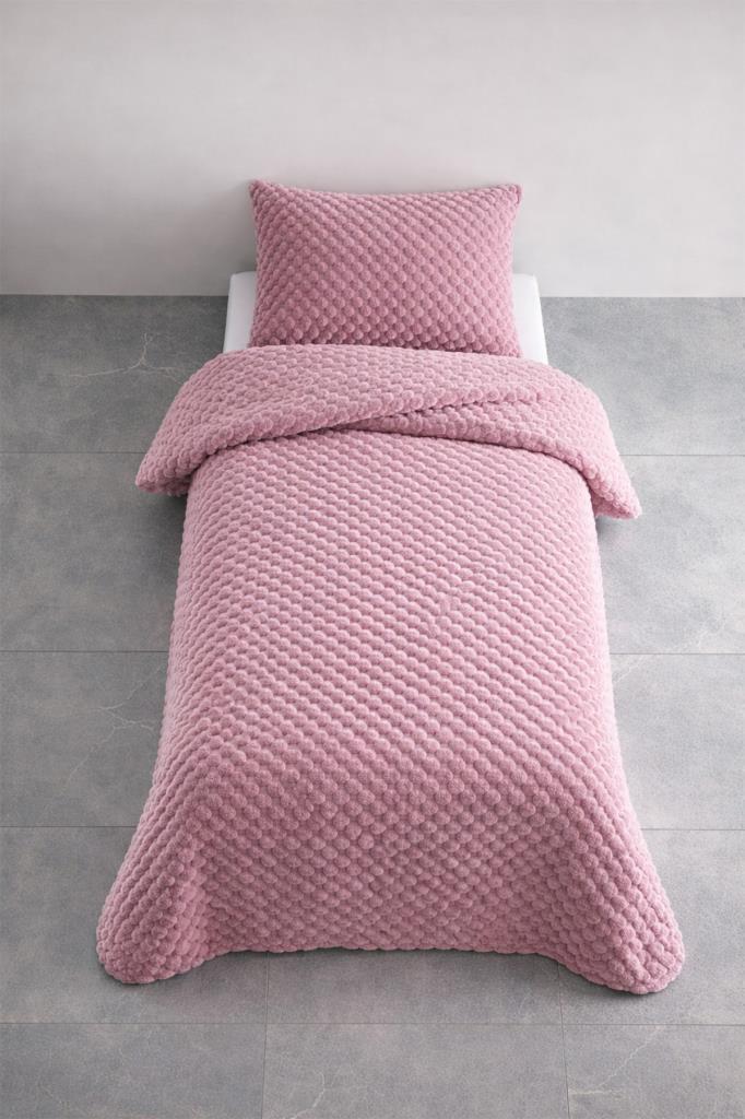 Cordoba Peluş Tek Kişilik Yatak Örtüsü Mürdüm - 1