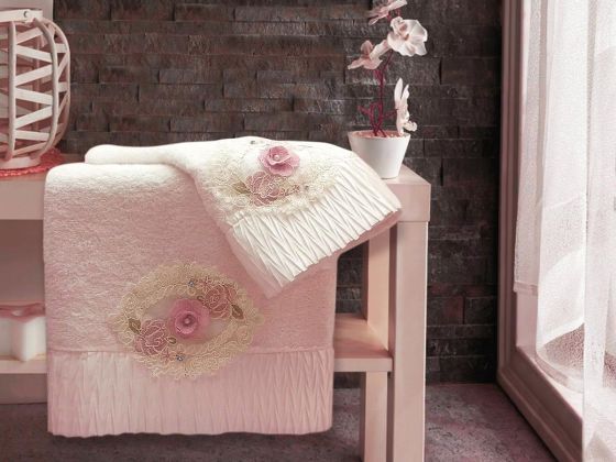 Cotton İncili 3D Hamam Seti Fairy Pudra - Çeyiz Diyarı