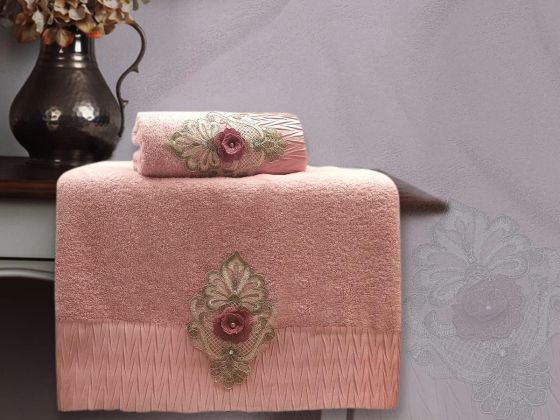 Cotton İncili 3D Hamam Seti Lovers Pudra - Çeyiz Diyarı (1)