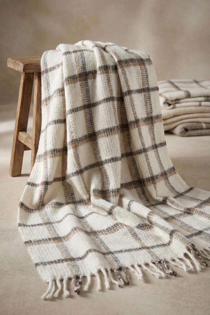 Cotton Touch Tek Kişilik 130x170 cm Tv Battaniyesi Krem Antrasit - 1